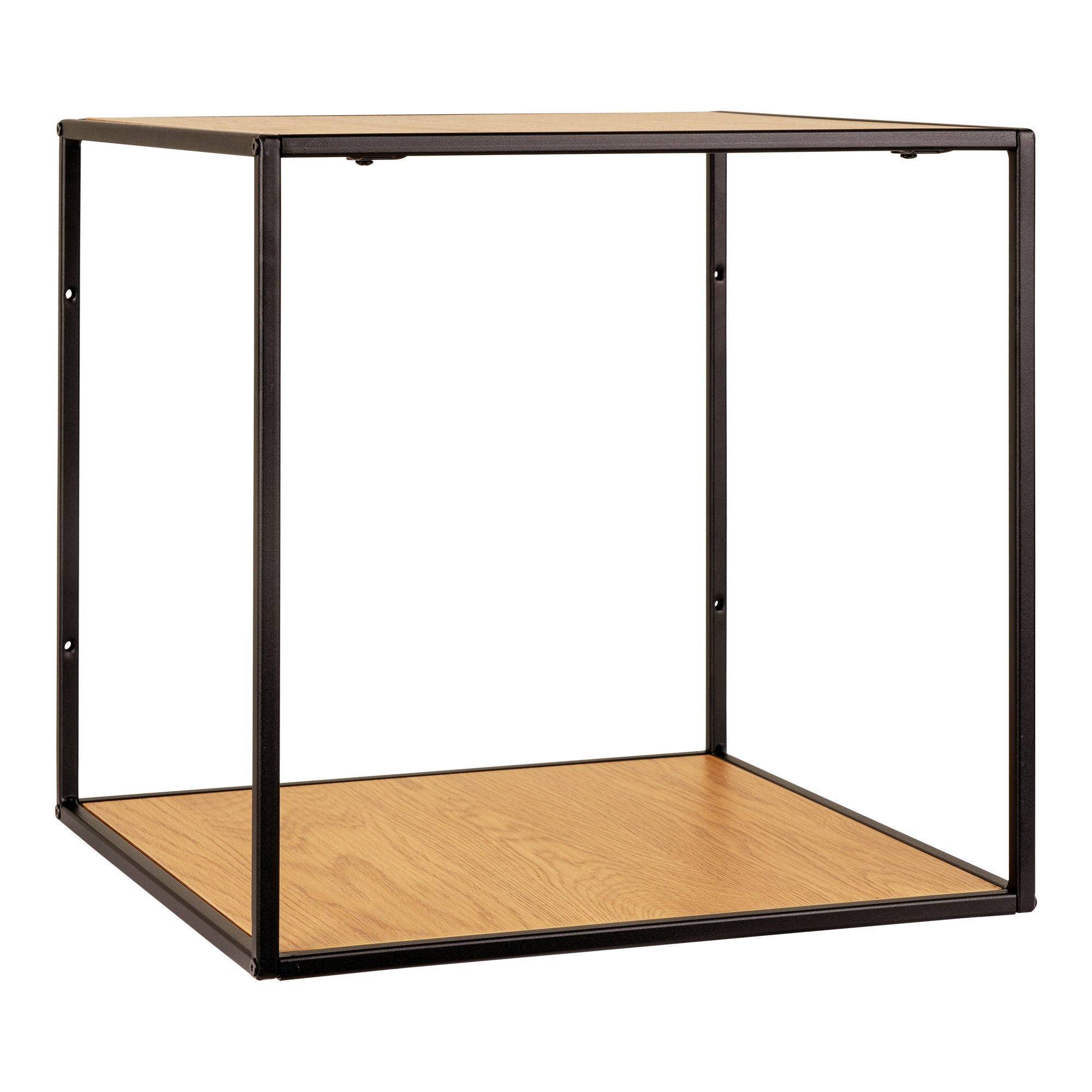 Farbe Vita – Wandregal, Stahl & Holzwerkstoff, Eichenoptik/schwarz, 36 × 36 × 36 cm